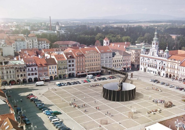 Architekt Jan Šépka oddělí na měsíc Samsonovu kašnu v Budějovicích od náměstí